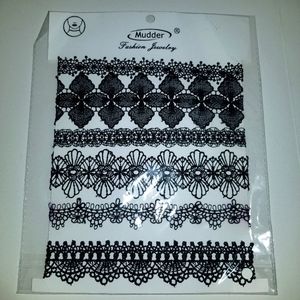 New Mudder 6- pc Assorted Fashion Black Goth Chokers